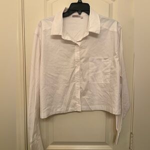 White Boxy Button Down Top